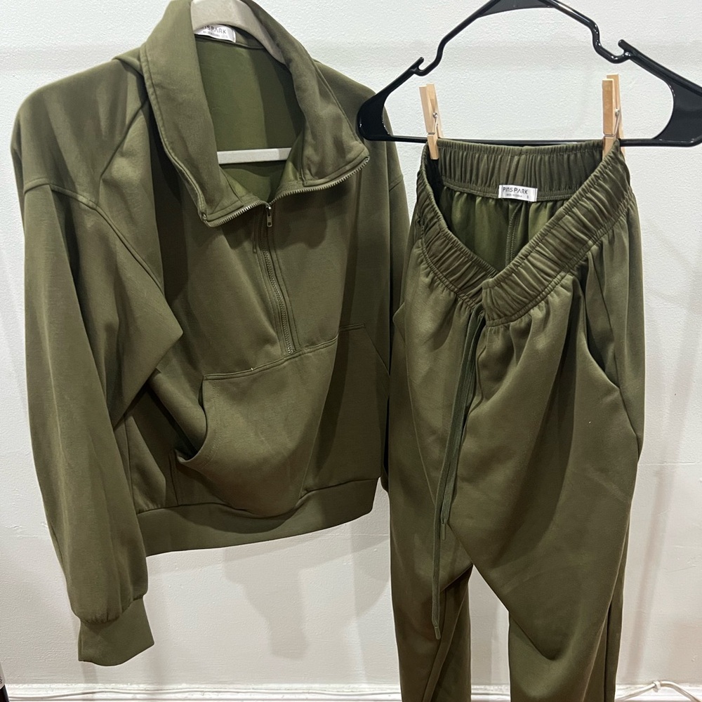 Olive green track suit